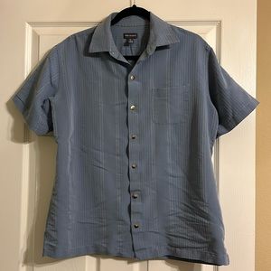 Van Heusen Short Sleeve Blue Ribbed Shirt
